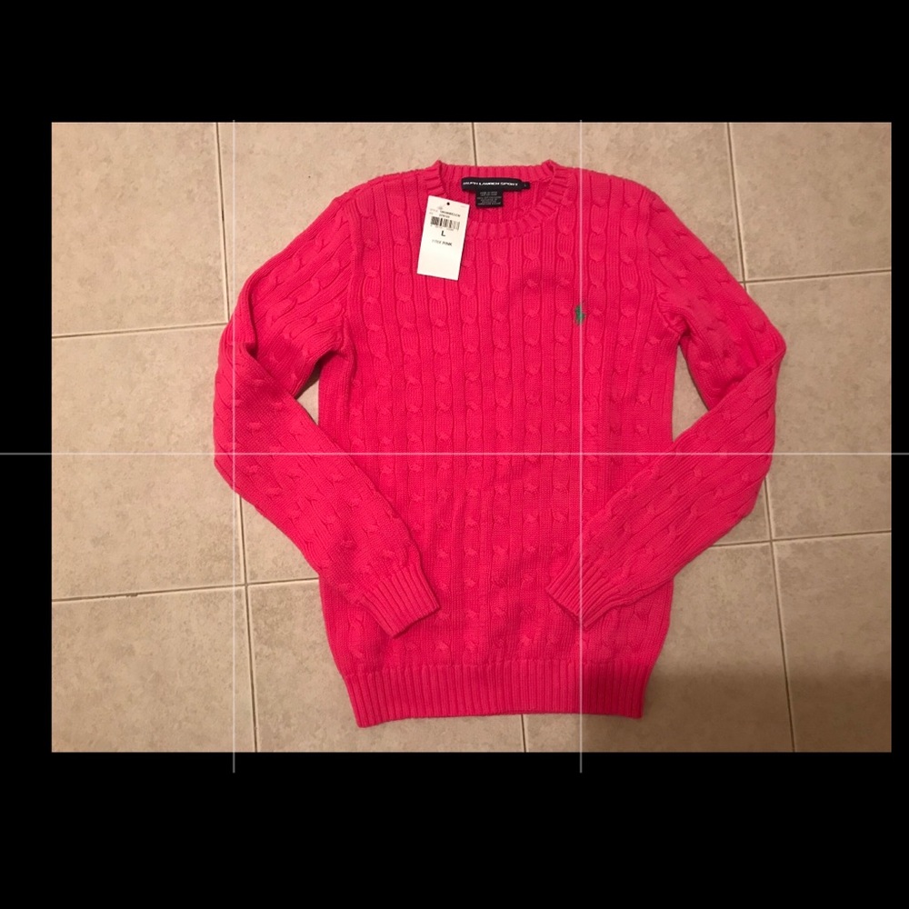 NEW Ralph Lauren Pink Sport 100% Cotton Sweater L